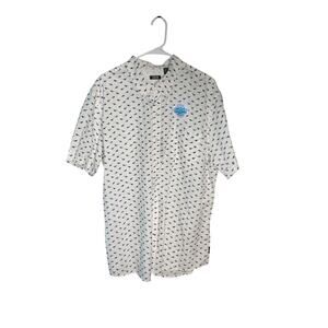 Izod Blue White Sunglasses Button Up Coolfx Shirt Size XXL